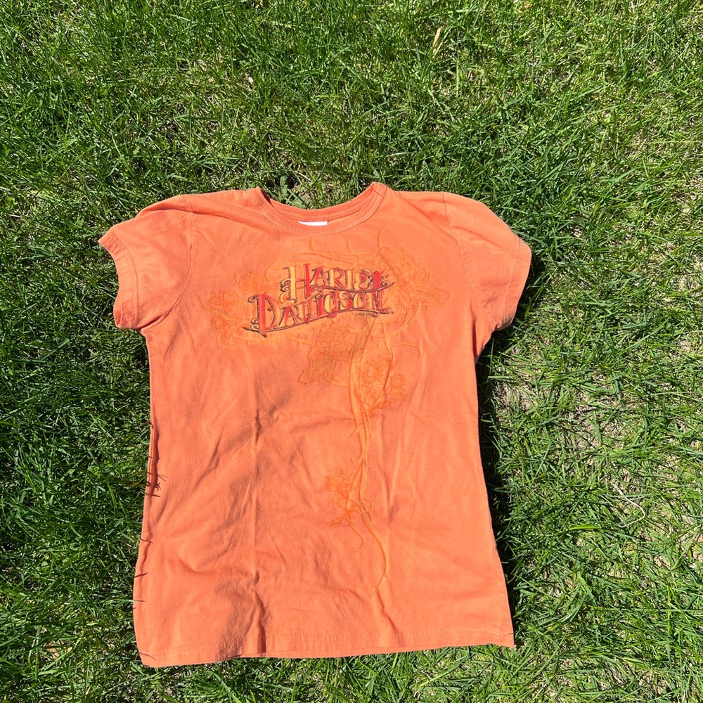 Orange Harley Davidson GraphicT-Shirt